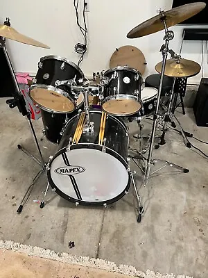 Mapex Horizon 5 Piece Rock Complete Drum Set - Black With All Hardware & Cymbals • $500