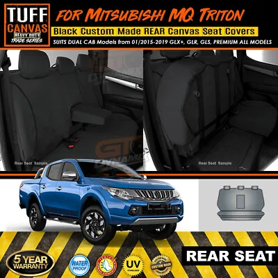 $151.05 • Buy TUFF HD TRADE Canvas REAR Seat Covers Triton MQ Dual Cab GLX GLR 1/2015-19 BLACK