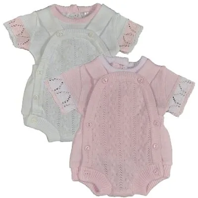 Baby Girl Dungaree Jam Top Bib Sorts Cotton Knitted Outfit • £17.99