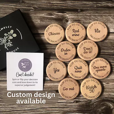 Custom Decision Coin | Flip Or Spin Decision Maker | Fun Gift For Couples Friend • £13.99