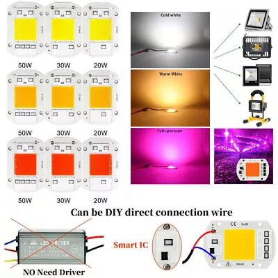 1-10PACK Smart IC 20-50W Driverless COB LED Chip For Plant Grow Lamp Floodlight • $9.89