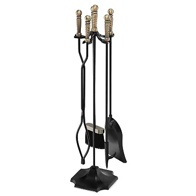 $49.59 • Buy 5-Piece Fireplace Tool Set Accessories With Poker, Shovel, Brush, Tong Black