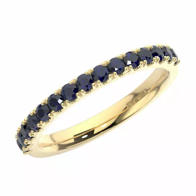 0.60 Ct Round Diamond And Blue Sapphire Half Eternity Ring In 9K Yellow Gold • £232.96