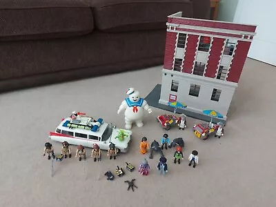 Playmobil Ghostbusters 9219 Firehouse And Rare Terror DogsEcto 1Stay Puft Etc • £90