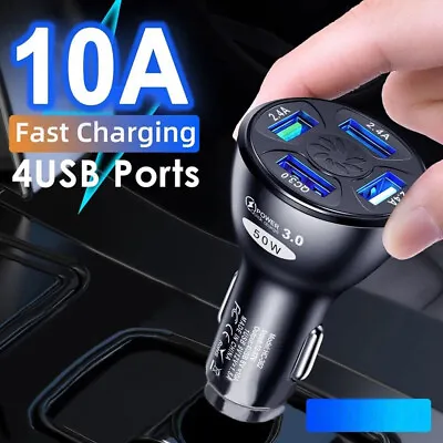 $8.43 • Buy 50W QC3.0 4 Port USB Car Charger Fast Adapter Fast Charging Accessories Black