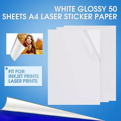 50 Sheets A4 Inkjet Waterproof Sticker Adhesive Glossy Photo Print Paper FAST • $26.27