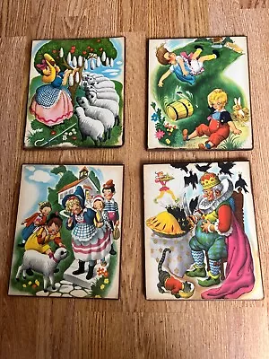 Vintage Set Of 4 Penn Prints Nursery Rhymes Art Wall Decor • $49.99