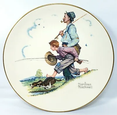 Vintage NORMAN ROCKWELL 10.5  Collector's Plate SUMMER - GOIN' FISHIN' 1974 • $11.90