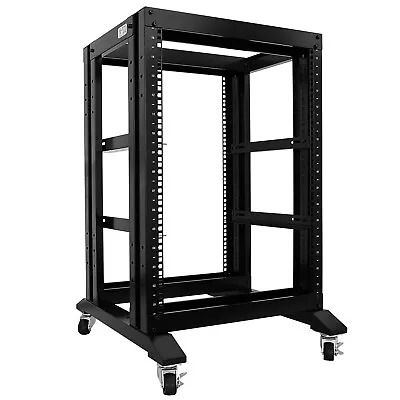 Raising Electronics 15U 4 Post Open Frame 19  Server/Audio Steel Rack 17  Deep • $149.99