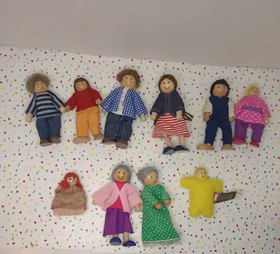 Melissa & Doug Poseable Wooden Doll House Family Lot Of 10 Doll Figures • $29