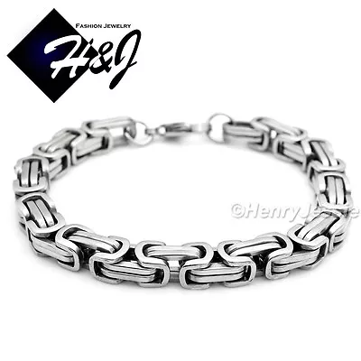 9 MEN's Stainless Steel WIDE THICK 9mm Silver Byzantine Box Link Chain Bracelet • $13.99