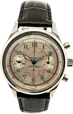 Vintage 36.5mm Lockwood Men's Clamshell Chronograph Wristwatch Venus 178 Steel • $3400