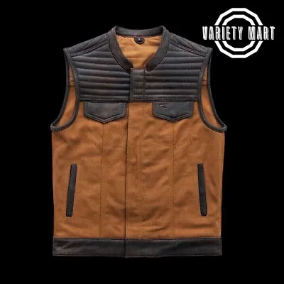 Men's BROWN Leather Vest Fashion Motorbike Biker Waistcoat Vest Plain Inner Vest • $100