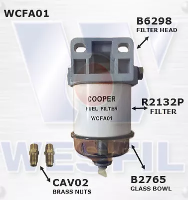 WESFIL WCFA01 CAV296 Universal & Marine Fuel Water Seperator Filter With Fitting • $51.81