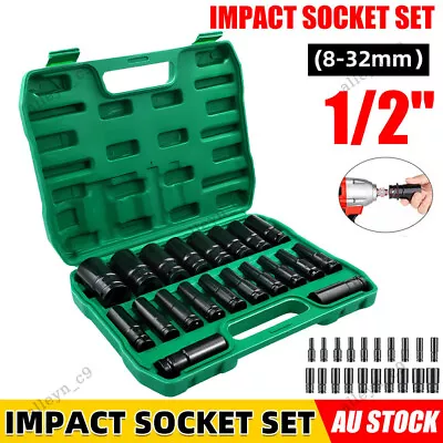 20Pcs 8-32Mm 1/2 Inch Drive Deep Impact Socket Set Heavy Metric Garage Tools • $31.99