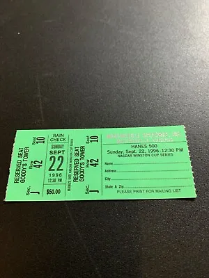 Nascar Ticket Martinsville Sept 22 1996 • $5