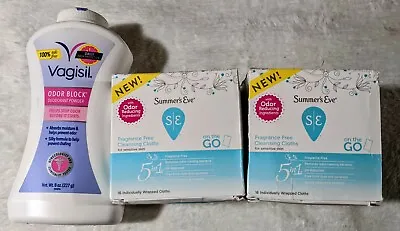 $12 • Buy Summer’s Eve Cleansing Cloths 16 Wipes 2 Boxes Fragrance Free & Vagisil Bundle