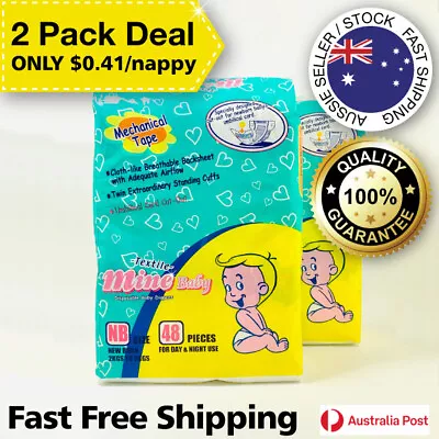 2x Newborn Nappies Disposable 2–3kg Mine Baby 96 Unisex Nappies • $47.95