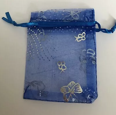£0.99 • Buy Butterfly Print Organza Favour Jewellery Bag Pink Blue Purple Green Brown 7x9cm