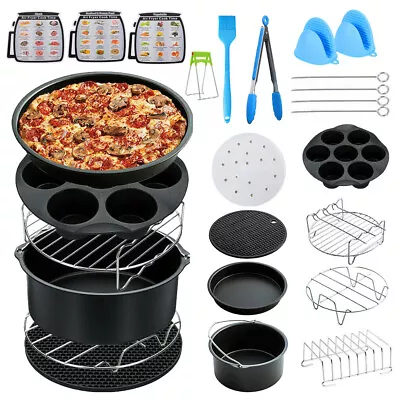 20PCS SET 7'' Air Fryer Accessories Frying Cage Dish Baking Pan Rack Pizza Tray • $34.76