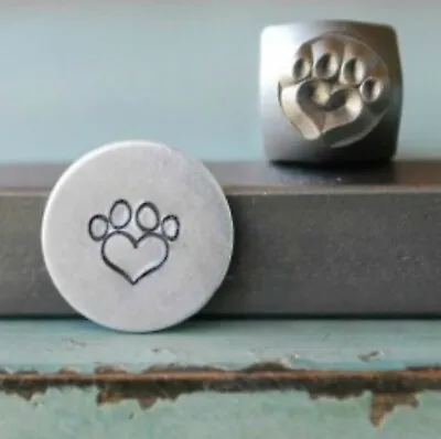 SUPPLY GUY 6mm Dog Paw Heart Metal Punch Design Stamp SGCH-76 • $10