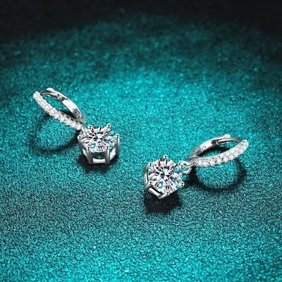 1ct Earring Set White Gold Diamond Test Pass Lab-Created LED Gift Box Round Cut • £0.06