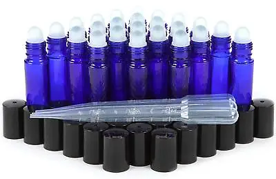 24 Cobalt Blue Bottle10 Ml Glass Roller On Bottles With 3 - 3 Ml Dropper's • $15.99
