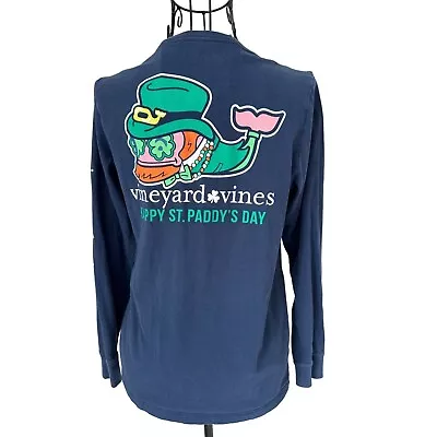 Vineyard Vines Youth Kids Size Medium / 12 Long Sleeve St. Paddys Day Whale Tee • $10