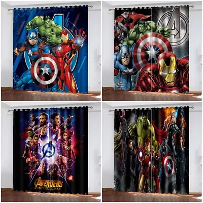 Marvel Avengers Curtains Pair Thick Thermal Blackout Ring Top Eyelet Xmas Gift • £24.99