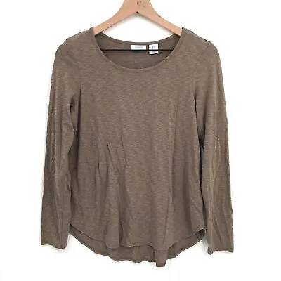 Sigrid Olsen Long-Sleeved T-Shirt Taupe Marled Top Casual Lagenlook S Women's • $21