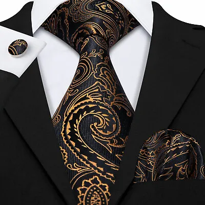 £8.39 • Buy Silk Mens Tie Set Necktie Pocket Square Cufflinks Optional Wedding Party Office