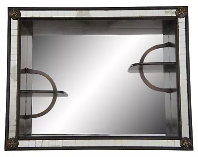 Mid Century Shadow Box Vanity Wall Shelf Curio Display Mirror 28  • $399.50