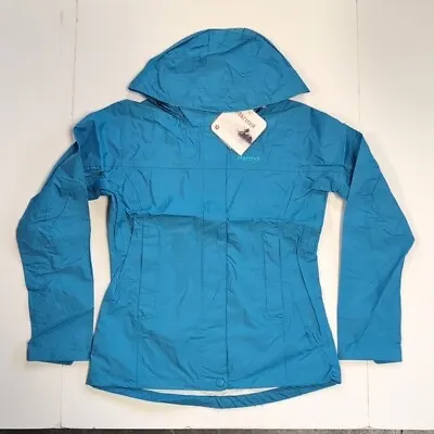 MARMOT Precip Womens L Rain Parka/Jacket/Coat/Shell Aqua Blue NEW • $69.99