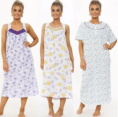 Ladies Womens 100% COTTON Summer Night Dress Shirt Nighties Nightshirt Pyjamas  • £6.99