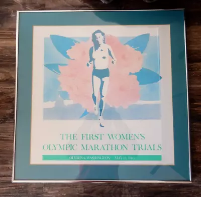 Vintage 1984 Framed First Womens Olympic Marathon Trials Poster Olympia WA - EUC • $169.99