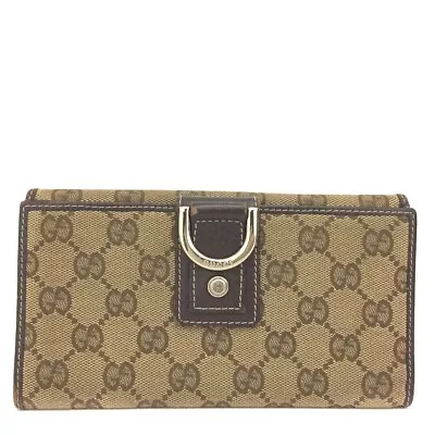 GUCCI Abbey GG Logo Canvas Leather Long Bifold Wallet/2Y0077 • $27