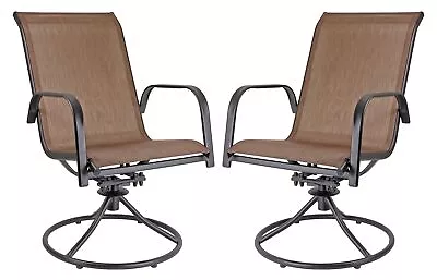 Patio Master Swivel Rocker Metal Patio Chair Brown Espresso Finish (Pack Of 2) • $229.99