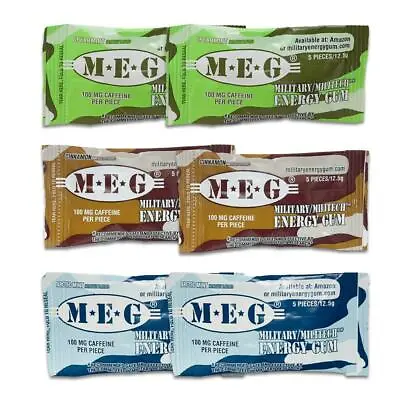 MEG - Military Energy Gum | 100mg Caffeine Pc | Multi Flavor 6 Pack (30 Count) • $7.65