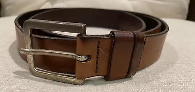 Swedish Leather Belt Chestnut Brown Quality Brass Size Large 37 /38  Sweden • $21