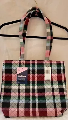 VERA BRADLEY (NWT)  Ribbons Plaid  Pattern Magnetic Snap Tote Bag (Orig.$65.) • $45.99