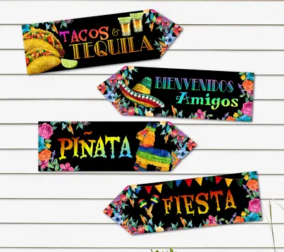 4 Mexican Tacos & Tequila Fiesta Party Decoration Arrows  • £4.95