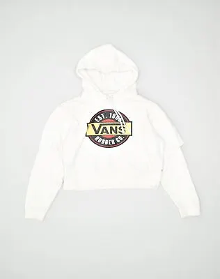 VANS Womens Crop Graphic Hoodie Jumper UK 14 Medium White Cotton NP04 • £11.87