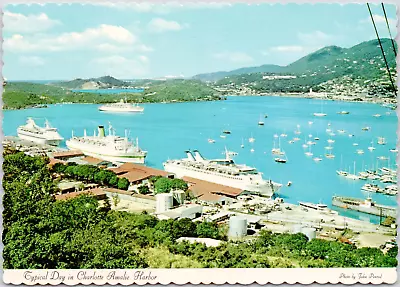 Saint Thomas Virgin Islands Charlotte Amalie Harbor Cruise Ship Vintage Postcard • £3.72