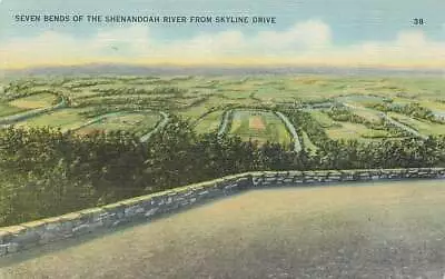 C1940 Skyline Drive Seven Bends Of River Shenandoah National Linen VA P427 • $6.39