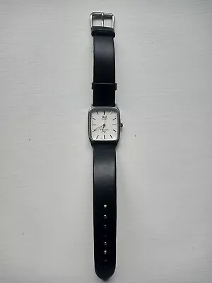 Q & Q  Quartz Watch Black Leather Strap  • £4.99