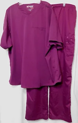 Greys Anatomy By Barco Mens Scrub Set XL Stretch Wine Red Burgandy Top Bottom • $29.95