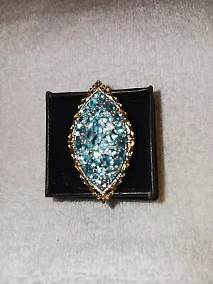 Size 5 Platinum & VY Gold Over Sterling Ring Elongated Pariba Apatite Ring (729) • $100