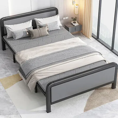 Single Metal Platform Bed Frame Headboard & Footboard Folding Guest Bed Bedstead • £125.95