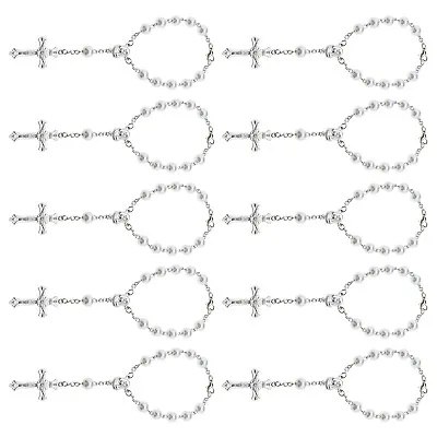 10Pcs Baptism Rosary Acrylic Beads Rosary Beads With Metal Chain For Wedding • £6.86