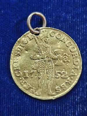 🌟 1752 Ancient Dutch Republic 1 Ducat Gold Coin Holed Netherlands PENDANT • $379.99